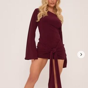 EGO Burgundy Mini Dress with Tie Detail